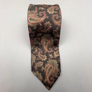 Perlis Silk Tie Mens One Size Brown Paisley John Comfort Made in England